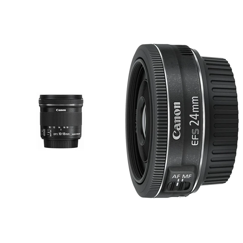Canon EF-S10-18 mm f/4.5-5.6 IS STM Lens - Black 9519B005AA & EF-S 24mm f/2.8 STM Lens