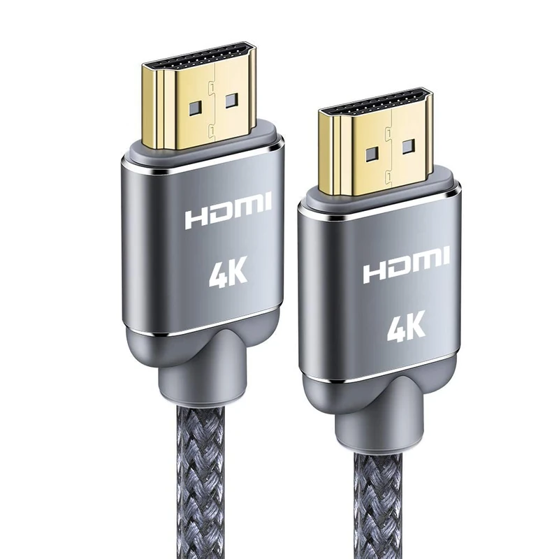 Snowkids HDMI 2.0 4K High-Speed Ethernet Braided Nylon Cable, Supports 3D/Audio Return Channe - Grey 2m