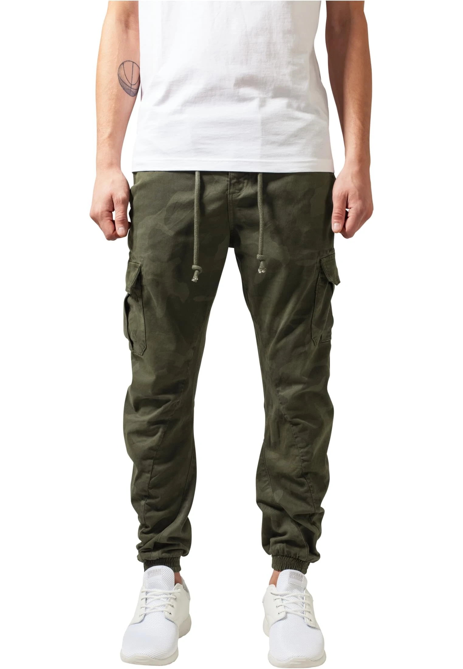 Urban Classics Men's Camo Cargo Jogging Pants Trouser, Olive Camo, 28 UK