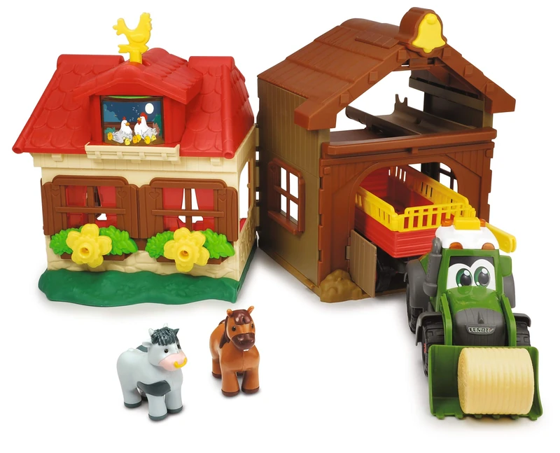 Dickie Toys 203818000 Happy Farm House Farm Set for Children from 1 Year with Tractor with Animals, Light & Sound, Multi-Colour