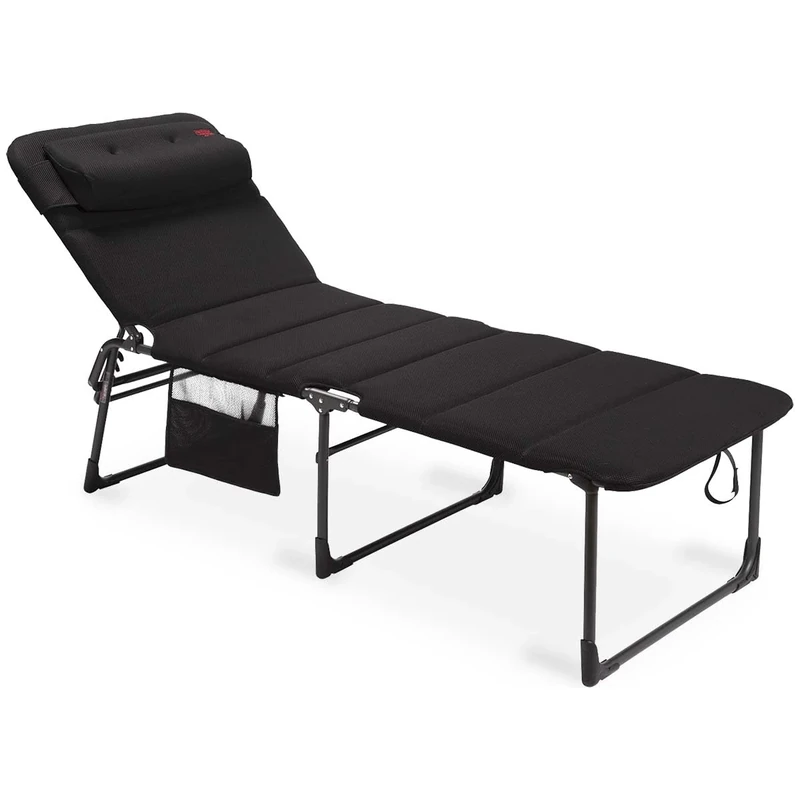 Crespo Cama regulable extra ancha aluminio Pintado 3 Patas altas.Tejido acolchado Air Deluxe, Aluminium, Black, One Size