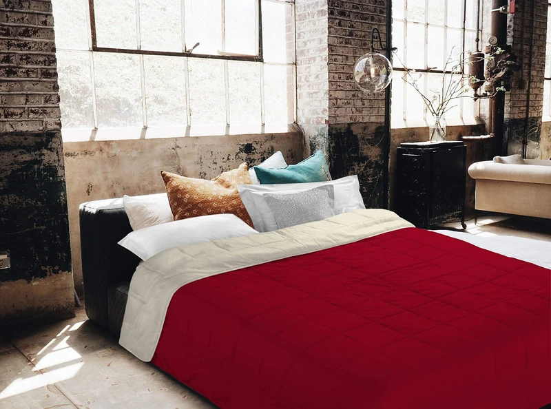 Italian Bed Linen Dreams and Capricci Summer Duvet, Microfibre 2 seats Burgundy/Cream