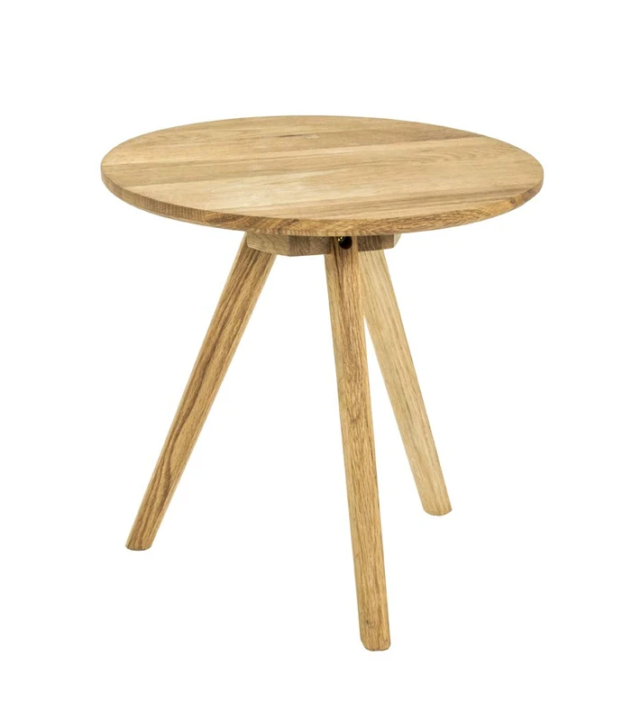 HAKU Möbel End Table Oak, Solid Wood - Size: H 40 cm X Ø 40 cm, Style: Traditional