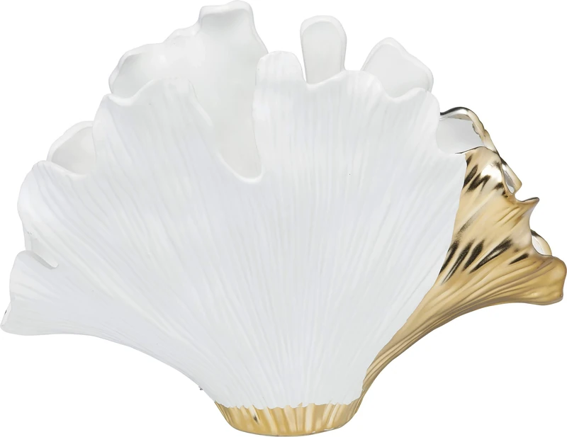 Kare Design Vase Gingko Elegance White/Gold Decorative Vase Flower Vase Stoneware Hallway Dining Room 32 x 45 x 15 cm - Image 1