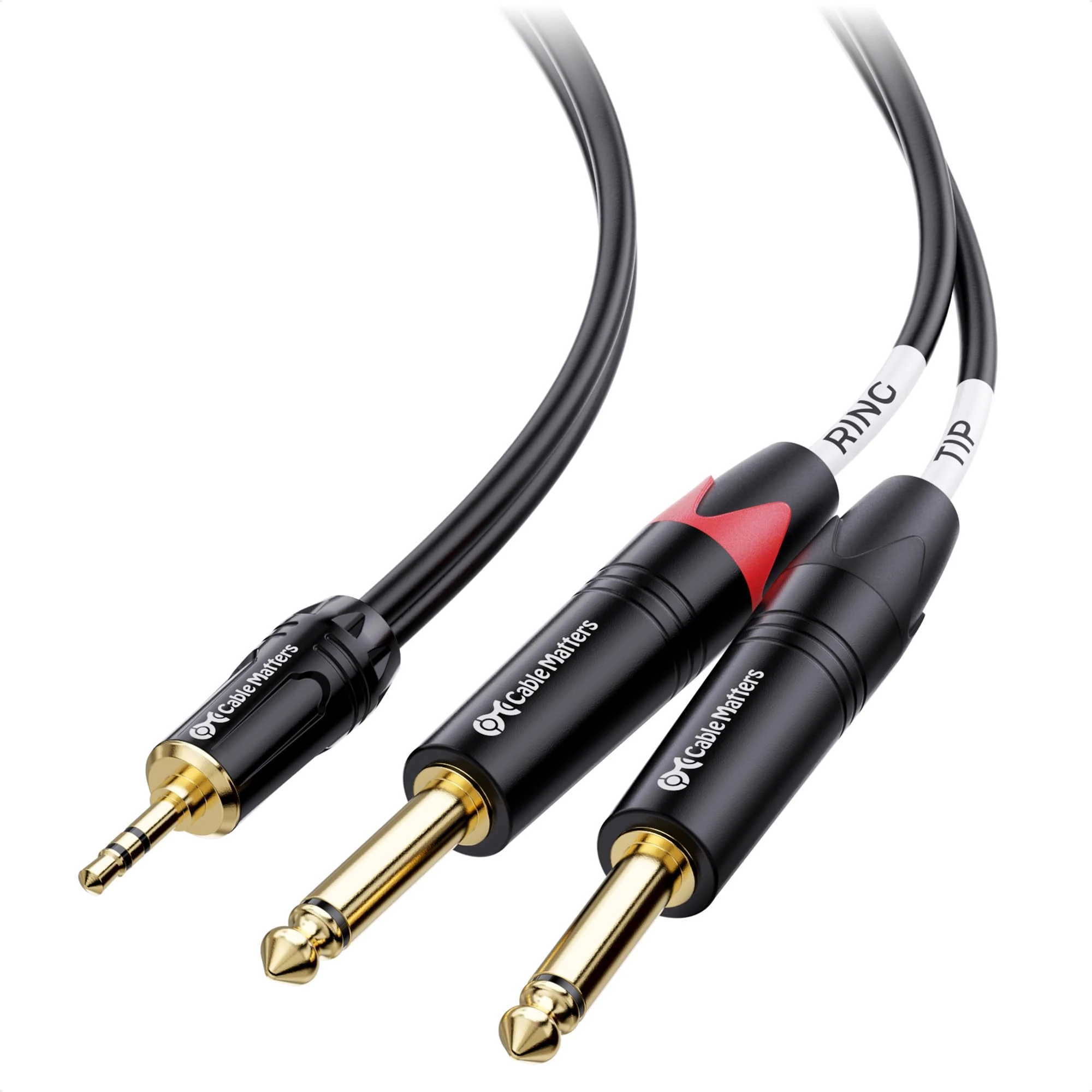 Cable Matters 3.5mm TRS to Dual 6.35mm TS Breakout - 10ft, 1/8 to 1/4 Stereo Y Splitter