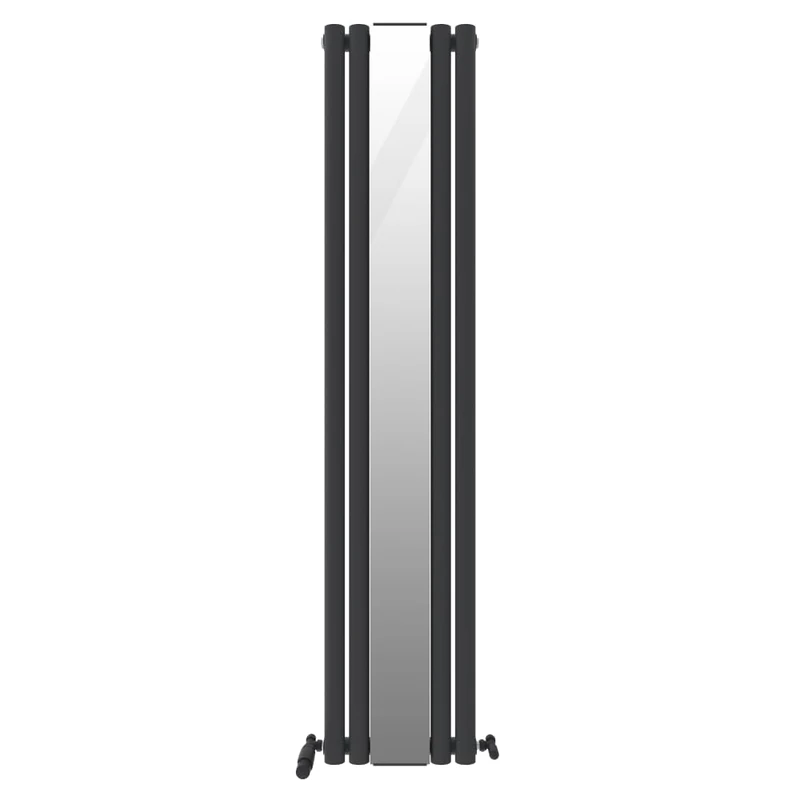 VeeBath Nantes Anthracite Low Carbon Mild Steel Vertical Single Panel Mirror Bathroom Heating Radiator - 1800 x 385mm RMAS01