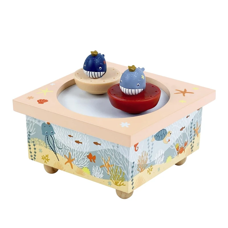 Trousselier 6260412 Music Box with Dancing Figures for Children, Whales, Magnetic Music Box, Music Box