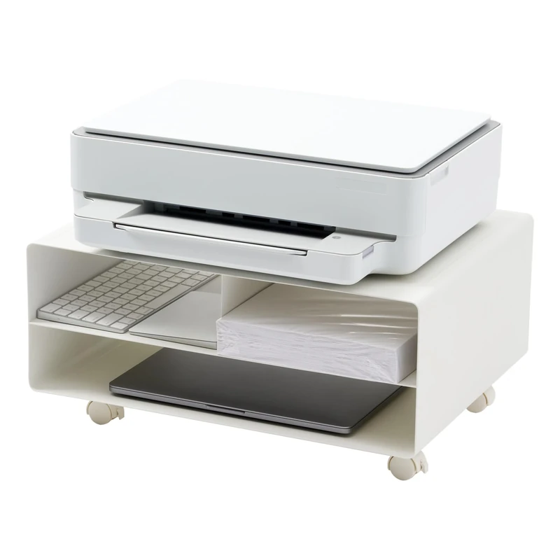 YAMAZAKI 4348 TOWER Printer Rack, White, Steel, Minimalist Design, 48 x 37 x 19 cm (LxWxH)