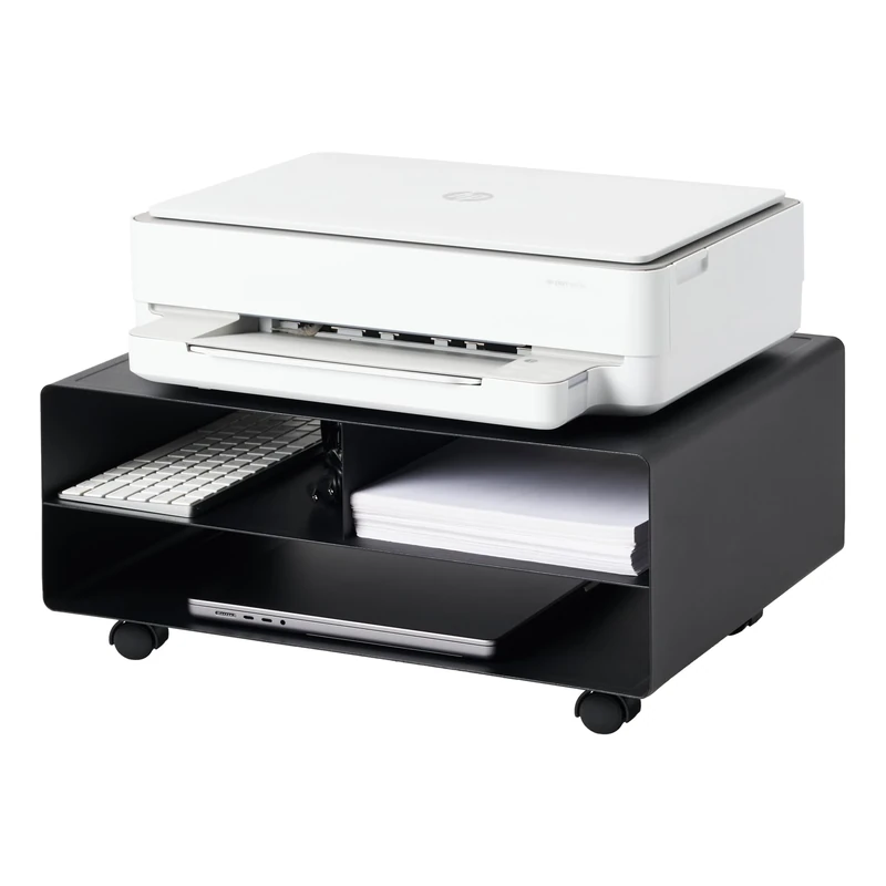 Yamazaki 4349 Tower Printer Rack, Black, Steel, Minimalist Design, 48 x 37 x 19 cm (LxWxH)