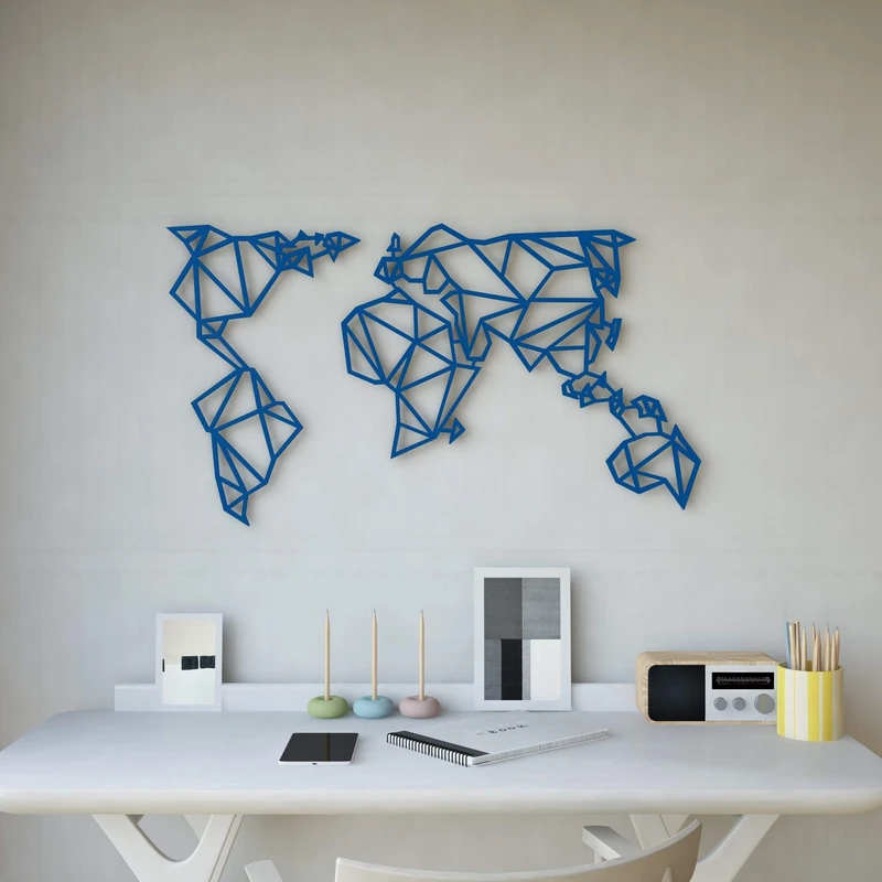 Homemania Wall Decoration, Steel, Blue, 100 x 0.15 x 58 cm