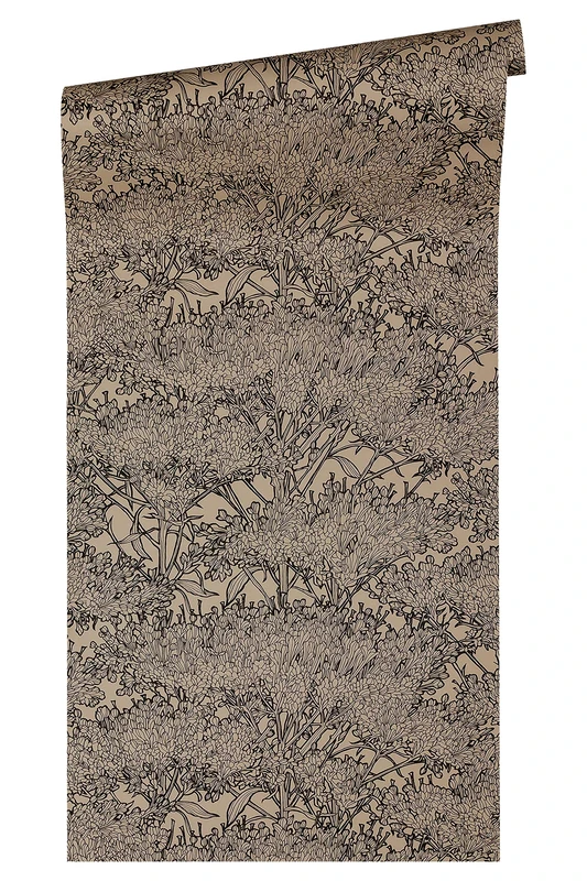 Architects Paper Absolutely Chic Non-Woven Wallpaper with Flowers Floral 10.05 m x 0.53 m Black Grey Beige Made in Germany 369725 36972-5