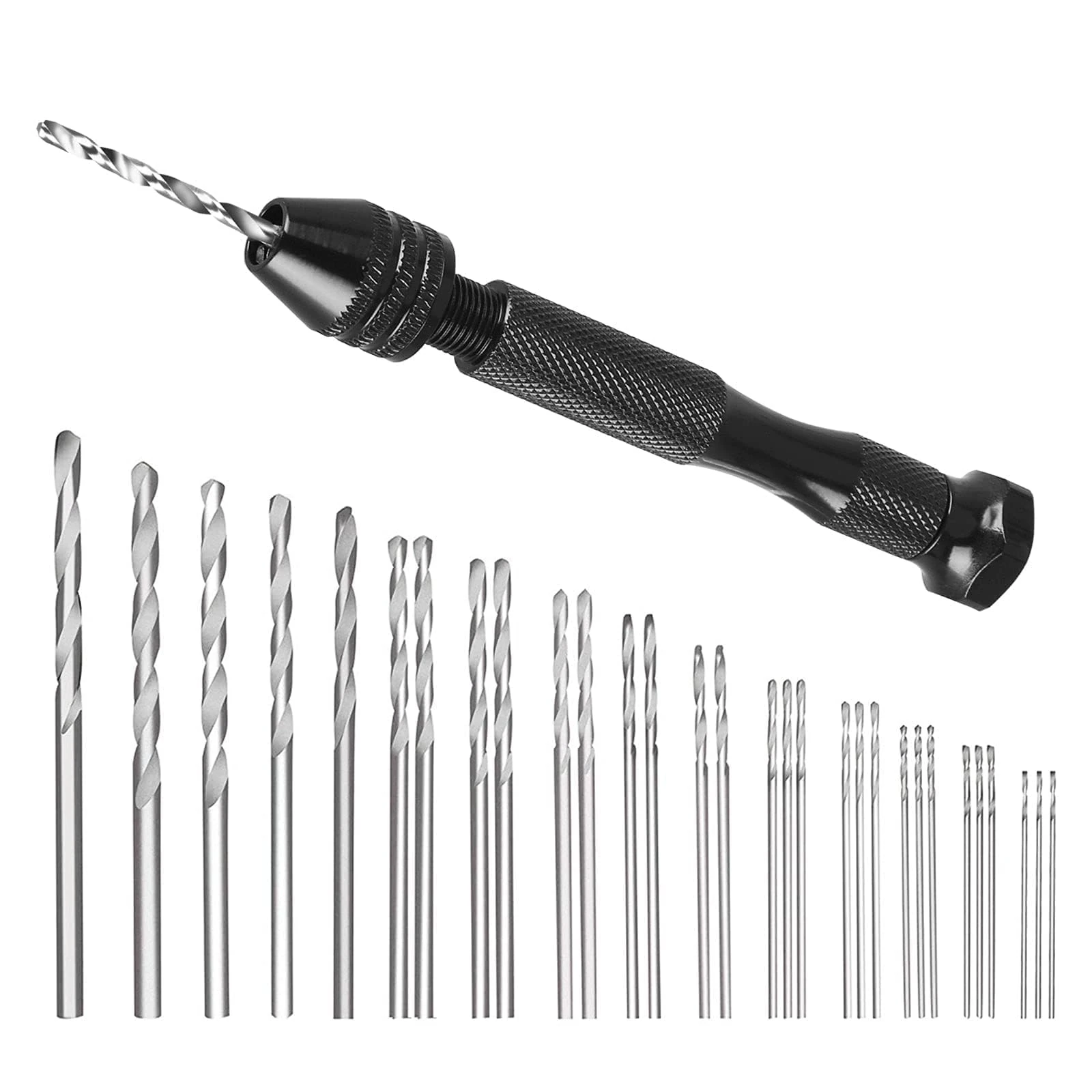 Linkstyle 31PCS Hand Drill Bit Set with 0.5-3mm Precision Pin Vise Drill, Micro Twist Drill Bits for Delicate Manual Work Electronic Assembling Model Making Woodworking Jewelry DIY