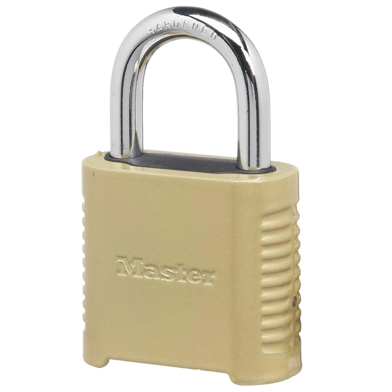 Master Lock 875D Heavy Duty Outdoor Combination Lock, Brass Finish, 2 in. Wide