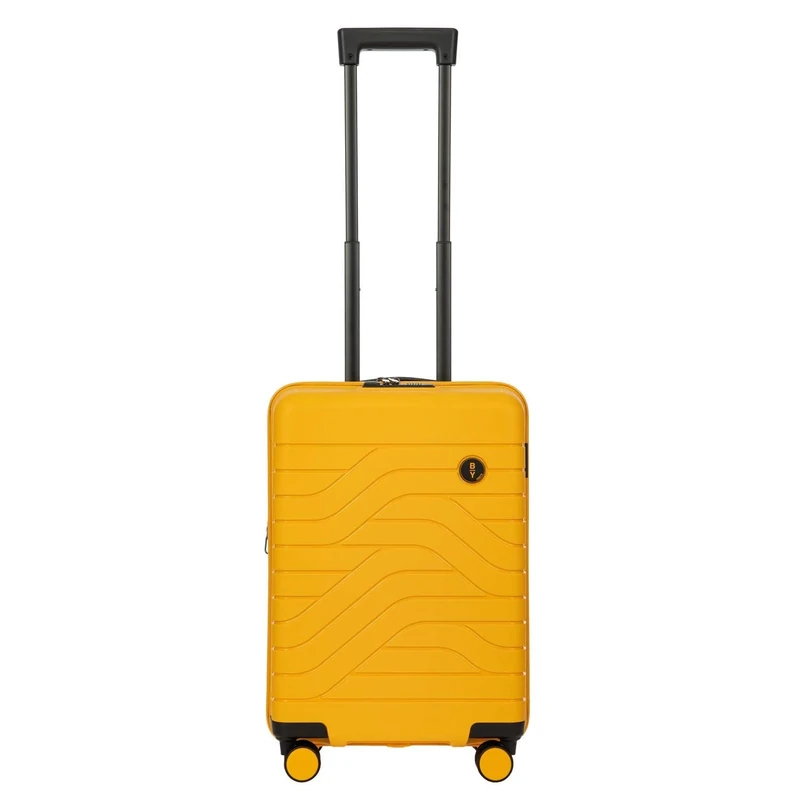 Bric's Hard-Shell Expandable Suitcase Ulisse B|Y Collection, Hand Luggage Suitcase with 4 Wheels, Resistant and Ultralight, USB Port, Integrated TSA Lock, Dimensions 37x55x23/27, Mango