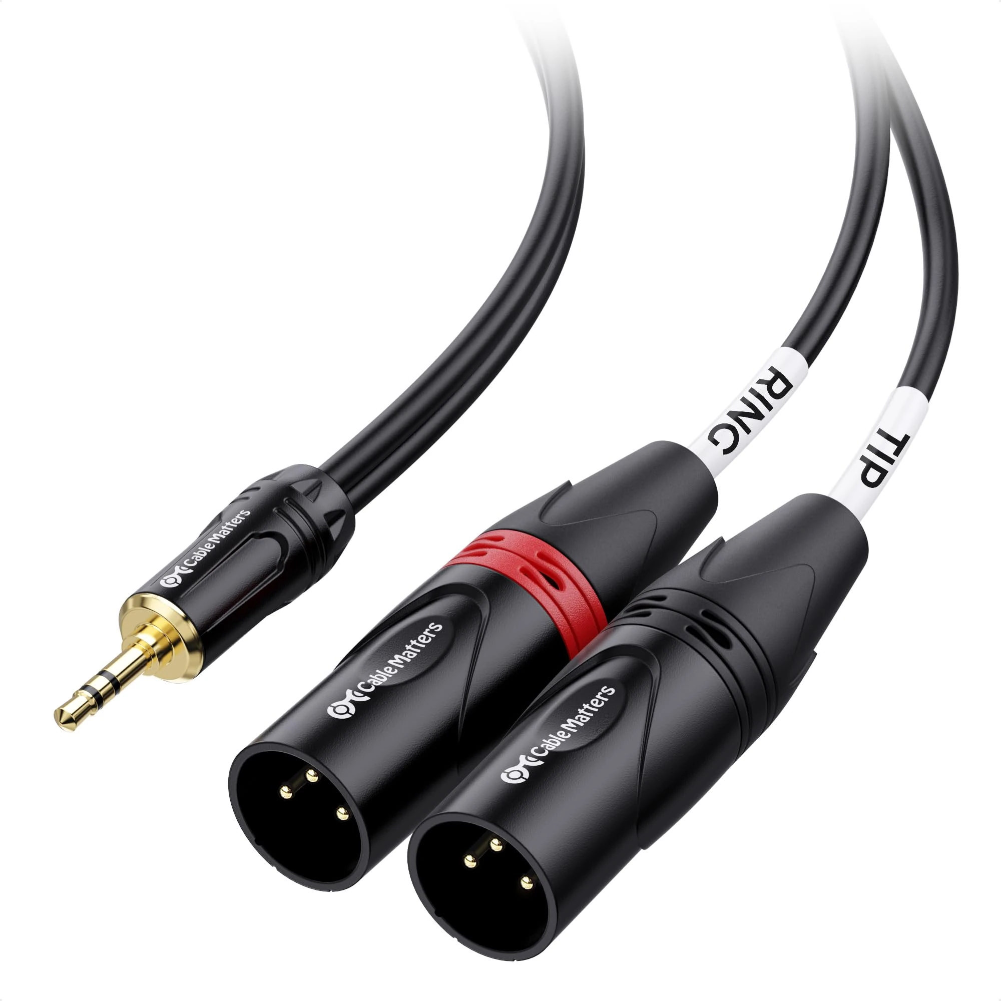 Cable Matters 1/8 Inch 3.5mm Mini Jack to XLR Stereo Cable 1.8 m, XLR to Mini Jack, Male to Male Y-Splitter Cable