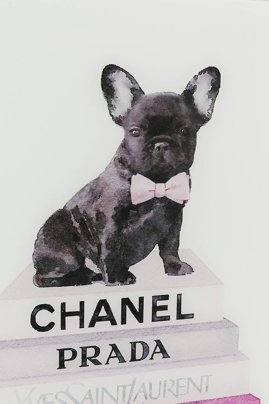 Kare 63998 Picture Glass Fashion Dog 80 x 60 cm Pink One Size