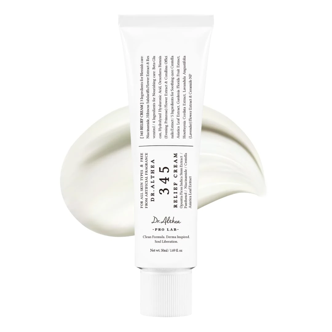 Dr.Althea 345 Relief Cream | Daily Face Moisturizer | Blemish Relief Care | Soothing Recovery & Moisture with Niacinamide, Panthenol | Korean Vegan Skin Care for All Skin Types | 50ml (Pack of 1)