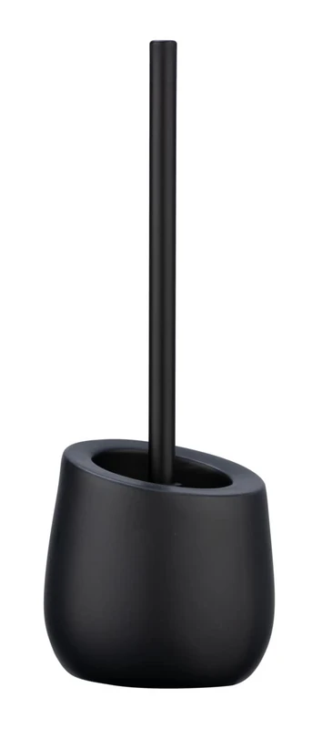 WENKO Badi Black Toilet Brush Set Ceramic with Matte Finish, Includes Toilet Brush with Silicone Brush Head and Non-Stick Effect