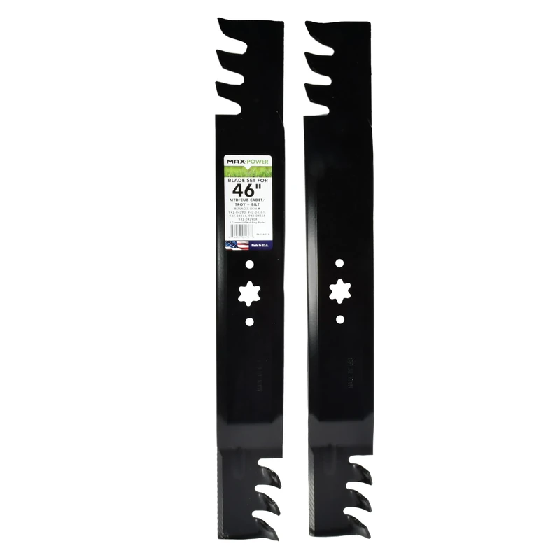 MAXPOWER 561544XB Commercial Mulching 2 Blade Set for 46” Cut MTD, Cub Cadet, Troy-Bilt, 742-04290-X, 942-04290-X, 942-04361, Black