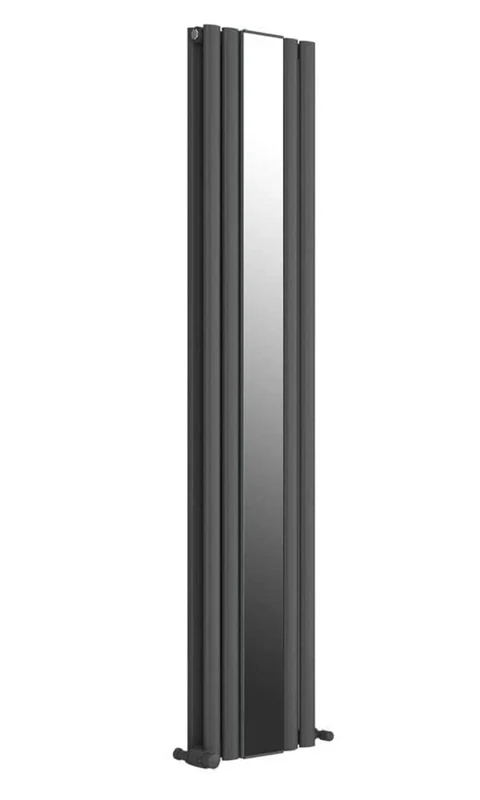 VeeBath Nantes Matt Anthracite Low Carbon Mild Steel Vertical Double Panel Mirror Bathroom Heating Radiator - 1800 x 385mm