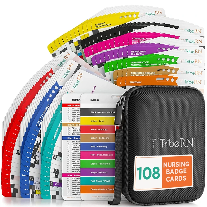 2019 PocketGuru Set by Tribe RN - 85 Scrub Pocket Sized Nurse Reference Cards - (Bonus Nursing Cheat Sheets) Perfect Nurse or Nursing Student Gifts - Studying and Clinical Rounds - Image 1