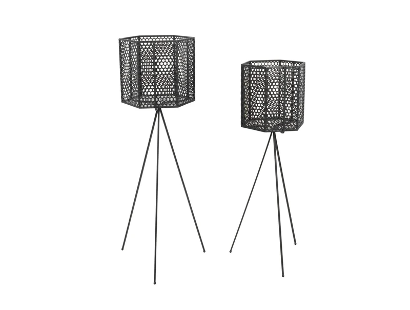 PT Living Plant Pot Set Mesh Hexagon Black, Set of 2