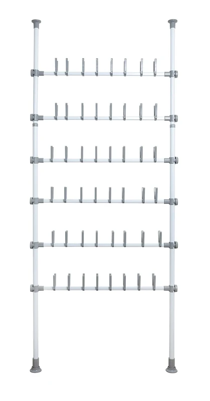 WENKO Adjustable Organizer Shoe Rack, White/Grey, 94 x 165-300 x 9 cm