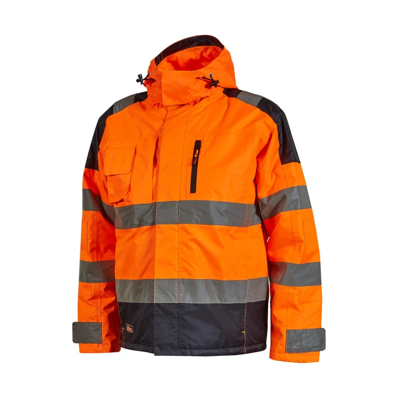 Upower | Parka da lavoro DEFENDER, Anti Pioggia, Impermeabile e Traspirante, bande riflettenti, numerose tasche funzionali, cappuccio regolabile e staccabile, 100% Poliestere - Image 1