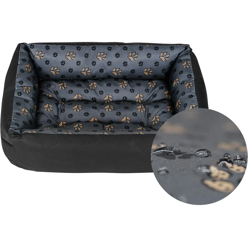 Superkissen24. Pet Bed for Dog and Cat - Dog Sofa - Washable - Medium and Big Dogs - XL - Black and Gray - Paws