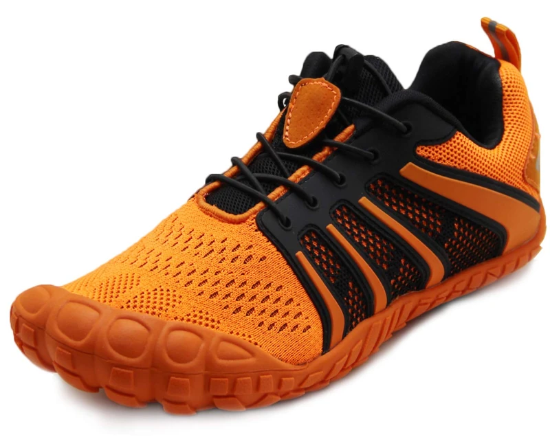 Oranginer Men's Barefoot Shoes - Big Toe Box - Minimalist Cross Training Shoes for Men, Orange, 9 UK