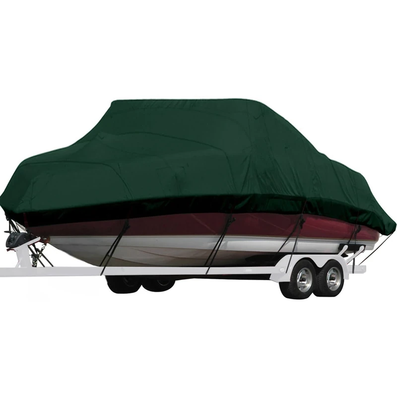 Seamander Trailer Boat Cover,Mooring and Storage Cover for V-Hull, Runabout,14'-16'L X 90" Beam Width,Forest Green