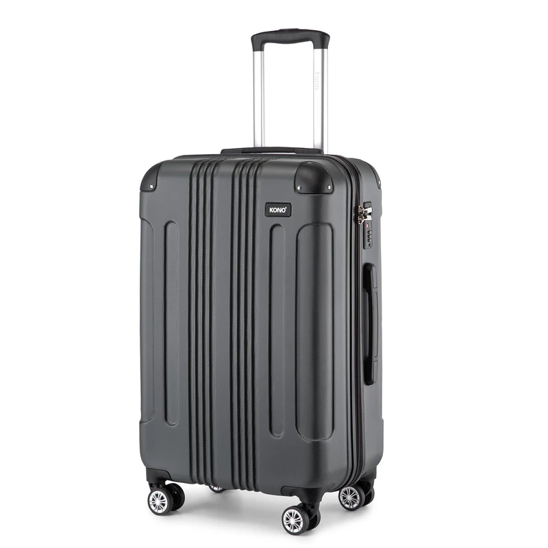 Kono 24 Inch Medium Hard Shell Luggage - Grey Spinner Suitcase