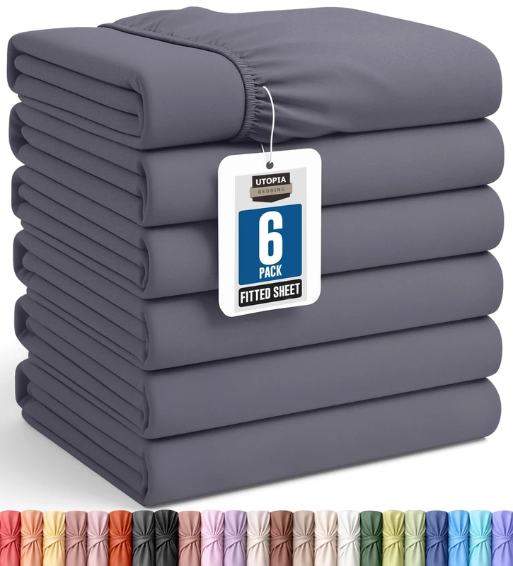 Utopia Bedding King Fitted Sheets - Bulk Pack of 6 Bottom Sheets - Soft Brushed Microfiber - Deep Pockets - Shrinkage & Fade Resistant - Easy Care (Grey)