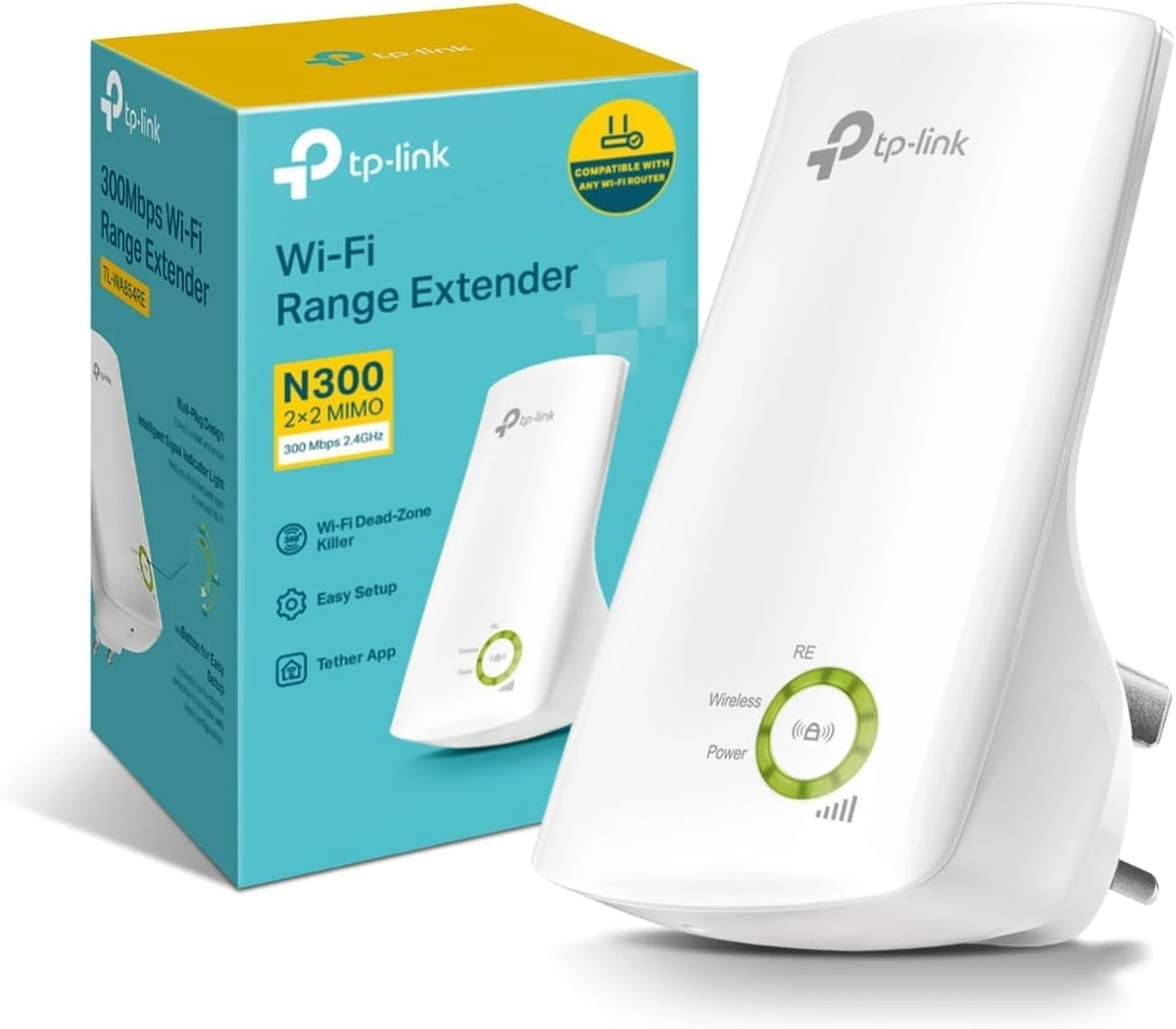 TP-Link TL-WA854RE N300Mbps WiFi Extender Booster, Internet Booster, Access Point,WiFi Repeater, WiFi Extender,App Control, WiFi Booster Range Extender, Smart Signal Indicator Light,UK Plug
