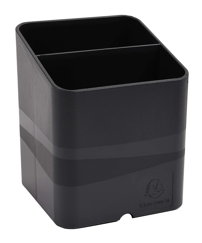 Exacompta - Ref 677014D_PAQ - ECOBlack Pen-Cube Pen Pot - 74 x 74 x 93mm in Size, 2 Sections - Suitable for Organising Pens, Pencils and Accessories - Black (Pack of 10)