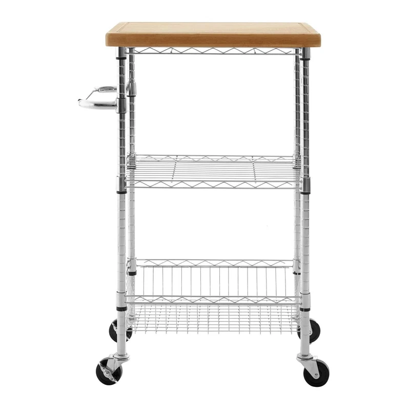 Premier Frankfurt Kitchen Trolley, Bamboo/Metal, 3 Tiers