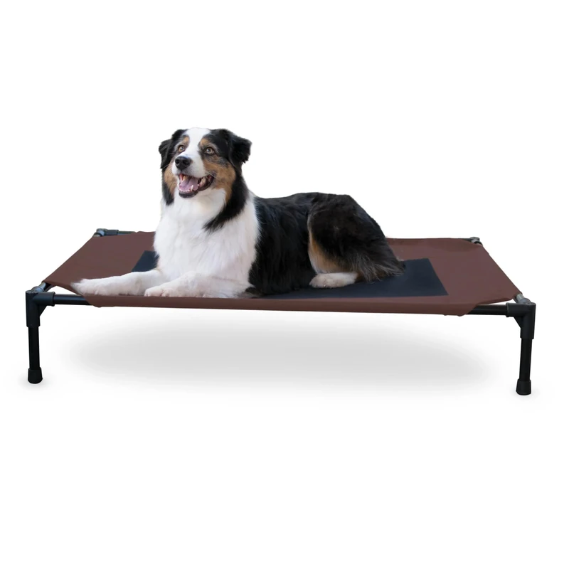 K&H PET PRODUCTS Original Pet Cot Elevated Dog Bed Chocolate/Black Mesh Large 30 X 42 X 7 Inches