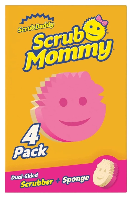 Scrub Daddy Scrub Mommy Cleaning Sponges - Dual Sided Non Scratch Sponge Scourers, Smiley Kitchen Sponges for Dishwashing & Bathroom, FlexTexture Dish Scrubber Sponge, Assorted 4 Pack