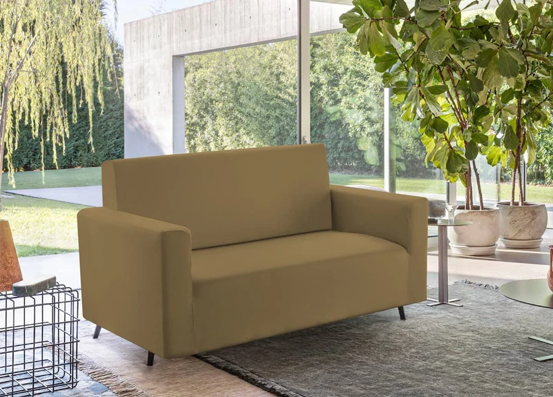 BIANCHERIAWEB Sofa Cover Solid Colour Stretch Stain Resistant Shaped Model Taupe 3 Seater Taupe