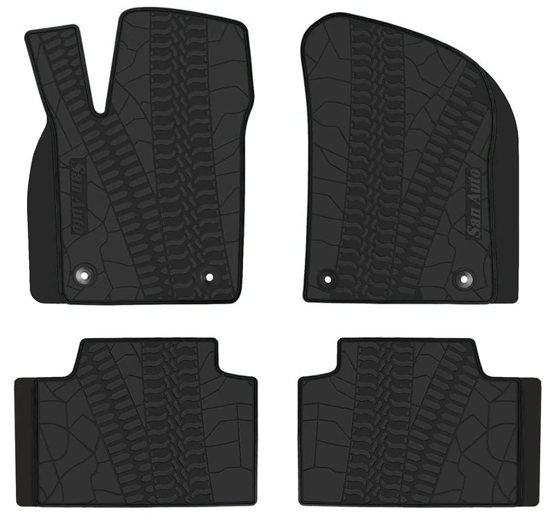 San Auto Car Floor Mats Custom Fit for 2022 Jeep Grand Cherokee WK, 2016-2021 Jeep Grand Cherokee/Dodge Durango Rubber Auto Floor Liners Set All Weather Protection Full Black