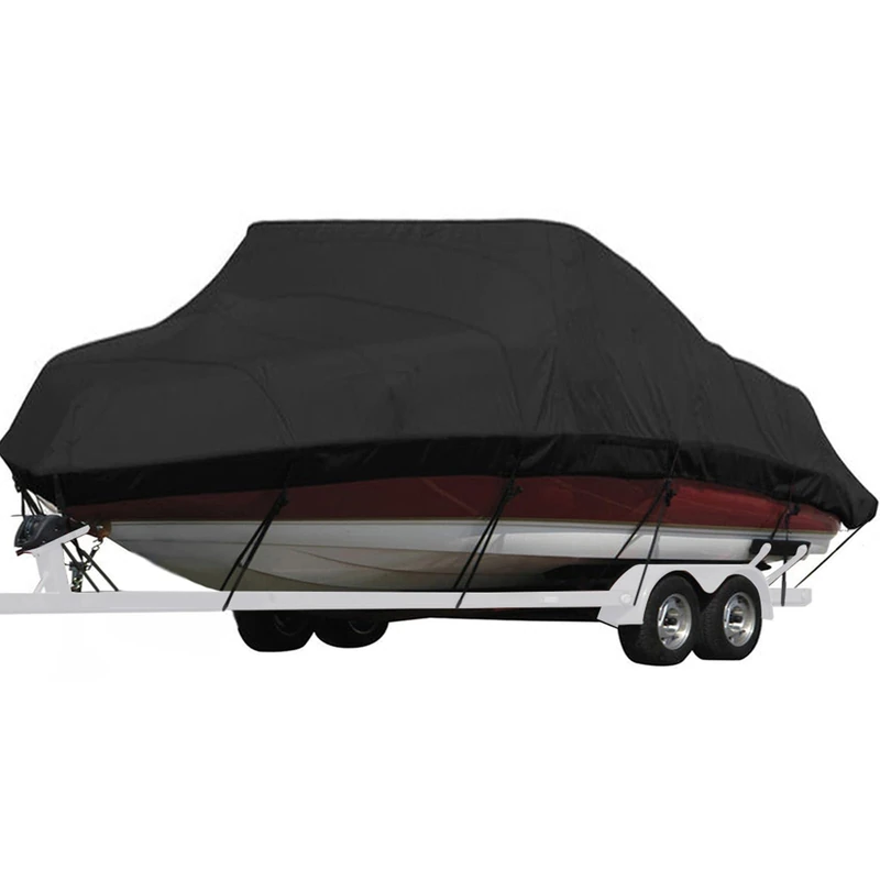 Seamander Trailerable Runabout Boat Cover Fit V-Hull Tri-Hull Fishing Ski Pro-Style Bass Boats, Full Size (Black, 23'-24'L Beam Width up to 102")