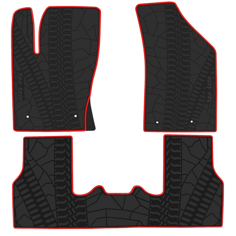 San Auto Car Floor Mat Custom Fit for Jeep Compass 2017 2018 2019 2020 2021 2022 Black Red Rubber Auto Floor Liners Mat Set All Weather Protection Heavy Duty Odorless