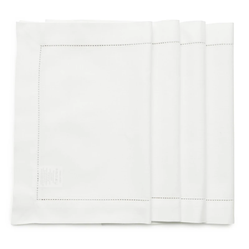 Solino Home Cotton Linen Placemats White – Set of 4 Natural Fabric Hemstitch Placemats 14 x 19 Inch – Machine Washable Tablemats for Fall, Halloween, Thanksgiving, Christmas – Handcrafted