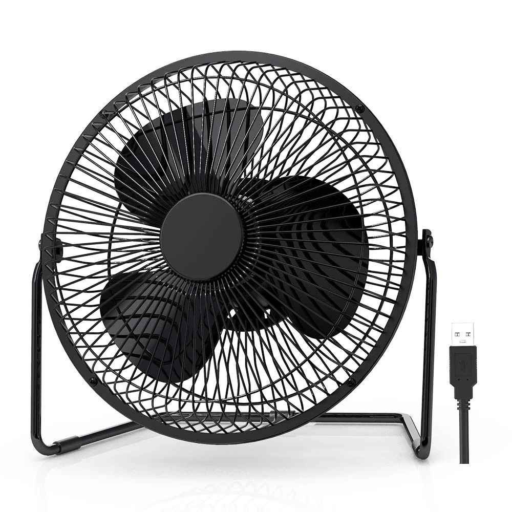 EasyAcc 9 inch USB Desk Fan Silent with [ONLY 25DB] Strong Airflow & Quiet Operation, Portable Cooling Fan 2 Speed Powerful Desk 180°Rotatable Head for Home Office Bedroom Table Matal Black
