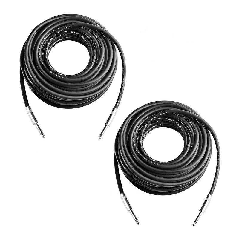 Yoico 1/4 Inch to 1/4 Inch Speaker Cables, 100 ft 12 Gauge 1/4 Male Audio Amplifier Speaker Cable, 12AWG Patch Cords DJ Speaker Cables, 2 Pack.