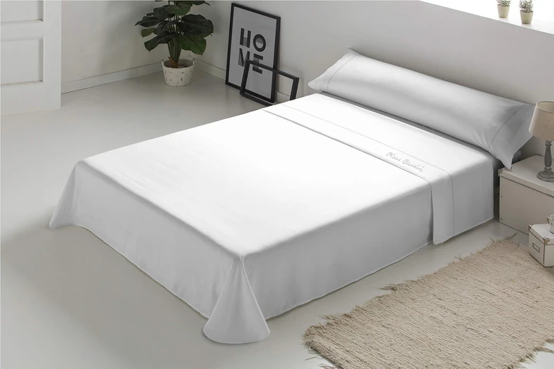 Pierre Cardin Arcadia Bed Sheet Set, 100% Cotton, White, 200 cm Bed
