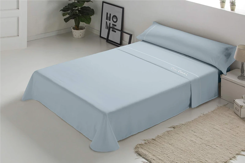 Pierre Cardin Arcadia Sheet Set, Cotton Percale 180 Thread Count, Blue, Cama 180 cm