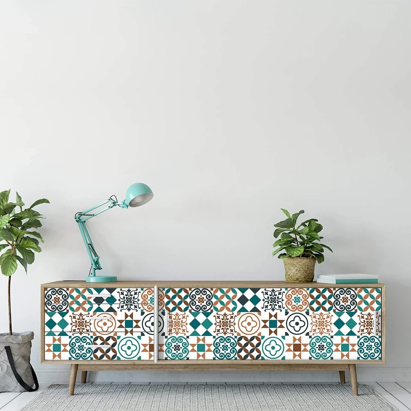 Ambiance Sticker Self-Adhesive Furniture and Tables Tile Stickers for Kitchen and Living Room Decoration Ayrton - Pack of 60 Stickers of 20 x 20 cm