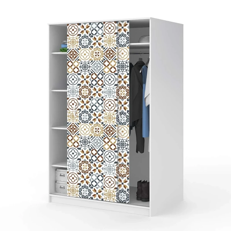 Ambiance Sticker Self-Adhesive Furniture and Tables Tile Stickers for Kitchen and Living Room Decoration Lionel - Pack of 60 Stickers of 20 x 20 cm