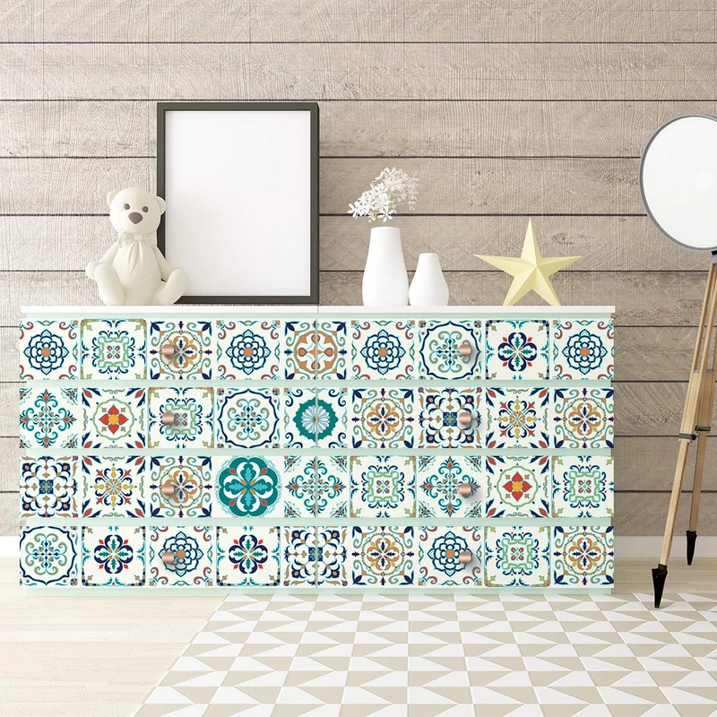 Ambiance Sticker Self-Adhesive Furniture and Tables Tile Stickers for Kitchen and Living Room Decoration Neo - Pack of 60 Stickers of 20 x 20 cm